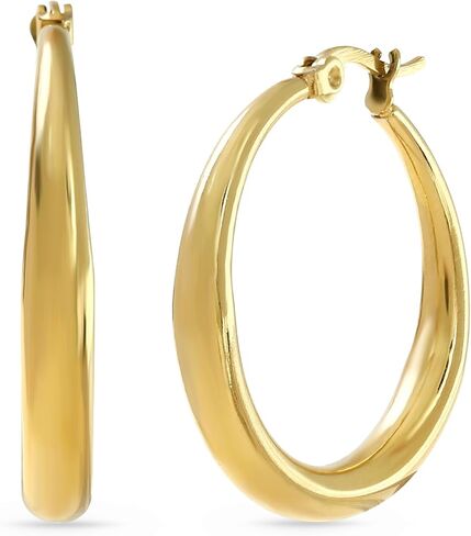 أقراط طارة ذهبية من صنع نامي للنساء، أقراط دائرية كلاسيكية مطلية بالذهب، مجوهرات خفيفة الوزن لا تسبب الحساسية للارتداء اليومي in Kuwait