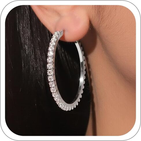 Earrings for Women Big Hoop Earring Sparkly Rhinestone Earring Prom Jewelry Gifts Christmas Accessorie in Saudi Arabia