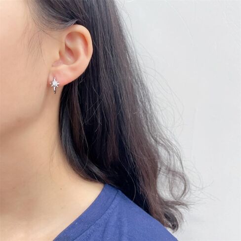CZ Star Silver Plated Small Hoop Cartilage Tragus Earrings for Women Men Dainty Minimalist Hypoallergenic Tiny Mini Huggie Hoops Fashion Jewelry for Her Bff 10mm in Saudi Arabia