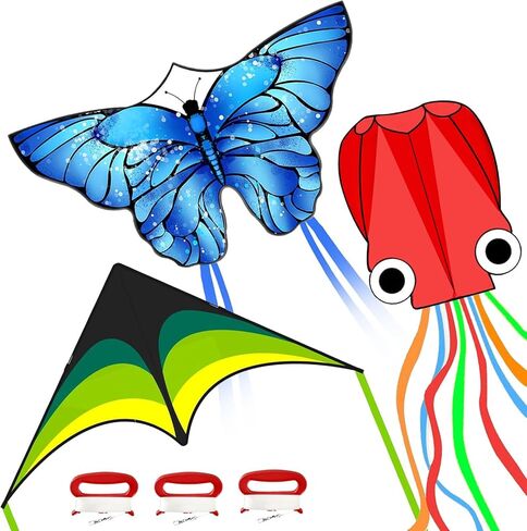 Kites for Kids & Adults, Beach Kites Set for Beginners, Easy to Fly Large Kites Pack for Boys and Girls, Kite String Included, Perfect for Outdoor Activities in Kuwait