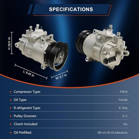 ضاغط تكييف الهواء CO-4574JC متوافق مع Audi TT RS Quattro 2012-2013 2.5L؛ متوافق مع فولكس فاجن جيتا 2009-2010 1.9L، 2005-2010، 2011-2014 2.5L استبدال #198567 in Kuwait
