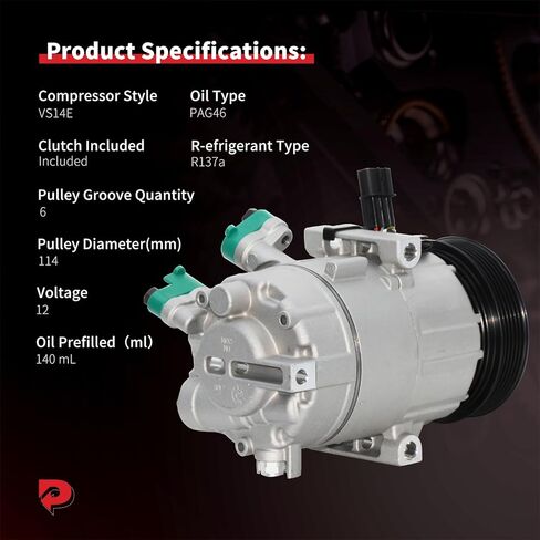 PHOBOOS A/C Compressor with Clutch Compatible with Hyundai Elantra 2017-2020, L4 2.0L. Fast Cooling, Low Noise, Easy Installation, Ref. CO 29339C in Kuwait