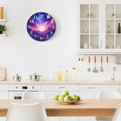 Identiy Round Wall Clock Silent Battery Operated, Purple Galaxy Starry Sky 12 Inch Non-Ticking Easy to Read Display Round Analog Wall Clock Decorative for Office,Bedroom,Living Room and Kitchen in Saudi Arabia