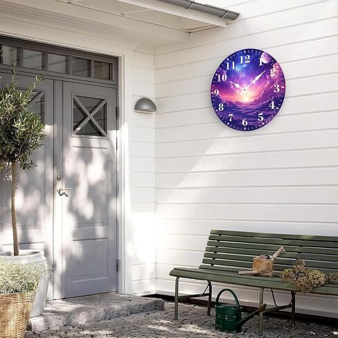 Identiy Round Wall Clock Silent Battery Operated, Purple Galaxy Starry Sky 12 Inch Non-Ticking Easy to Read Display Round Analog Wall Clock Decorative for Office,Bedroom,Living Room and Kitchen in Saudi Arabia