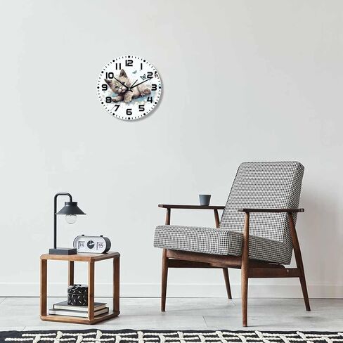 هريرة تلعب مع ساعة حائط على شكل فراشة تعمل بالبطارية، ساعة حائط لطيفة على شكل مخلب قطة لطيفة للخدش، ساعة حائط صامتة غير موقوتة ذات جودة كوارتز 10 بوصة، ساعة مستديرة سهلة القراءة للمكتب المنزلي in Kuwait