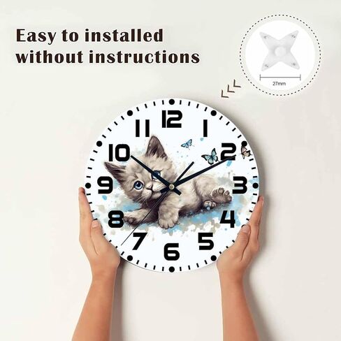 هريرة تلعب مع ساعة حائط على شكل فراشة تعمل بالبطارية، ساعة حائط لطيفة على شكل مخلب قطة لطيفة للخدش، ساعة حائط صامتة غير موقوتة ذات جودة كوارتز 10 بوصة، ساعة مستديرة سهلة القراءة للمكتب المنزلي in Kuwait