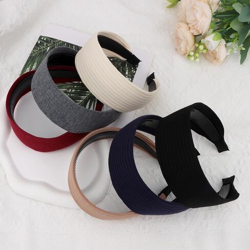 Wecoe Headbands for Women, 6pcs Wide Ribbed Headbands Non Slip Fashion Head Bands Comfortable Hairbands Hair Accessories for Women & Girls in Kuwait