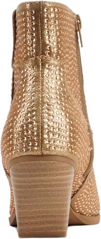 Soda “BREW" ~ Women Pointed Toe Low Heel Rhinestone Western Ankle Boot with Side Zipper in Saudi Arabia