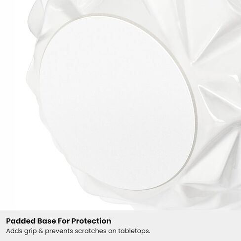 Torre & Tagus Crumple White Round Vase with Faceted Textures - 6" Dx5.25 H Tall Modern White Ceramic Vase for Home Decor as Ball Flower Vase with Geometric Design on Coffee Table, Entryway, or Shelf in Kuwait