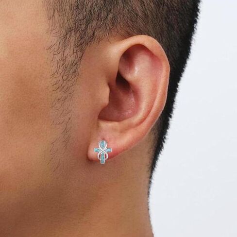 أقراط متقاطعة من الفضة الإسترليني عيار 925 مجوهرات فيروزية حلق فيروزي مجوهرات متقاطعة للنساء لمحبي الفيروز in Kuwait