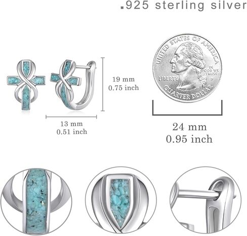 أقراط متقاطعة من الفضة الإسترليني عيار 925 مجوهرات فيروزية حلق فيروزي مجوهرات متقاطعة للنساء لمحبي الفيروز in Kuwait