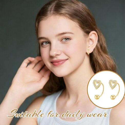 3 Pairs Backless Earrings for Women, Half Hoop Earrings Tiny Huggie Hoop Earrings Screw Back Small Stud with Cubic Zirconia, No Back Small Cartilage Jewelry Accessrioes in Saudi Arabia