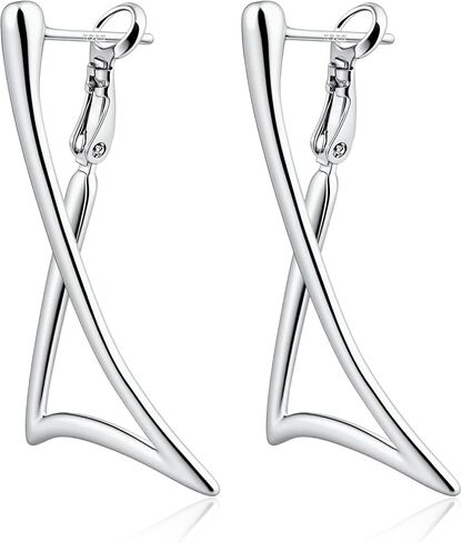 Big Silver Triangle Hoop Earrings for Women Geometric Hypoallergenic Minimalist Earrings for Daily in Kuwait