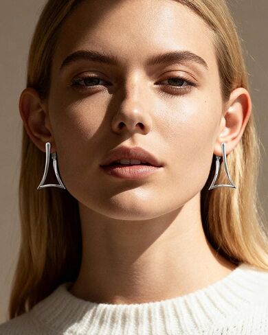 Big Silver Triangle Hoop Earrings for Women Geometric Hypoallergenic Minimalist Earrings for Daily in Kuwait