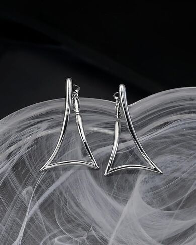 Big Silver Triangle Hoop Earrings for Women Geometric Hypoallergenic Minimalist Earrings for Daily in Kuwait