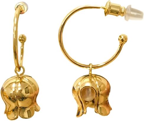 French Vintage Flores Convallariae Natural Fresh Water Baroque Pearl Drop Earrings Two-Ways-to-Wear Sterling Silver Needle Stud Hoop Earrings in Kuwait