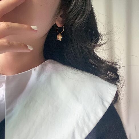 French Vintage Flores Convallariae Natural Fresh Water Baroque Pearl Drop Earrings Two-Ways-to-Wear Sterling Silver Needle Stud Hoop Earrings in Kuwait