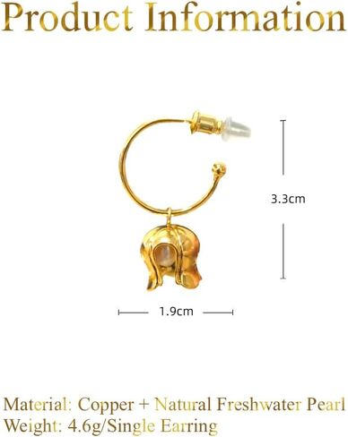 French Vintage Flores Convallariae Natural Fresh Water Baroque Pearl Drop Earrings Two-Ways-to-Wear Sterling Silver Needle Stud Hoop Earrings in Kuwait