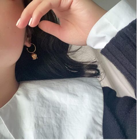 French Vintage Flores Convallariae Natural Fresh Water Baroque Pearl Drop Earrings Two-Ways-to-Wear Sterling Silver Needle Stud Hoop Earrings in Kuwait