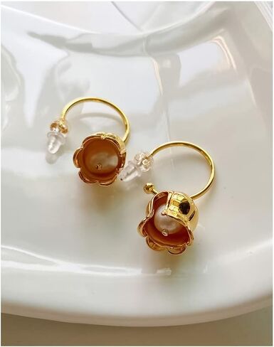 French Vintage Flores Convallariae Natural Fresh Water Baroque Pearl Drop Earrings Two-Ways-to-Wear Sterling Silver Needle Stud Hoop Earrings in Kuwait