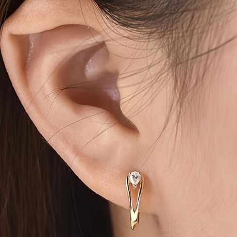 Gold Plated White & Pink Cubic Zirconia Hoop Earrings for Women Wedding Bridal Daily Evening Parties Wear Lightweight Jewelry Earring Gift for Her in Saudi Arabia
