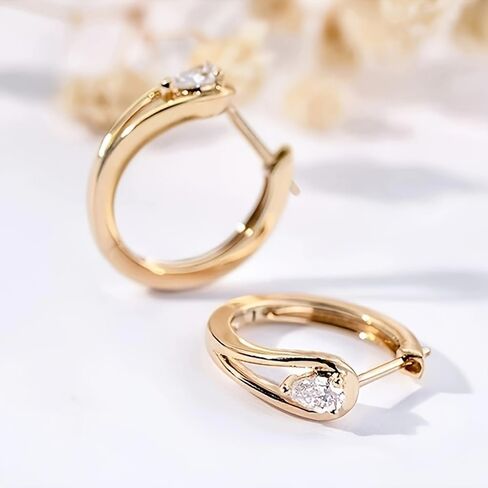 Gold Plated White & Pink Cubic Zirconia Hoop Earrings for Women Wedding Bridal Daily Evening Parties Wear Lightweight Jewelry Earring Gift for Her in Saudi Arabia