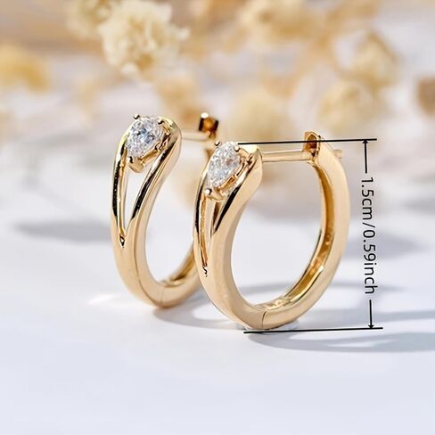 Gold Plated White & Pink Cubic Zirconia Hoop Earrings for Women Wedding Bridal Daily Evening Parties Wear Lightweight Jewelry Earring Gift for Her in Saudi Arabia
