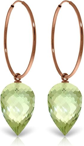 Galaxy Gold GG 14k Solid Gold Hoop Earring Pointy Briolette Green Amethyst in Saudi Arabia