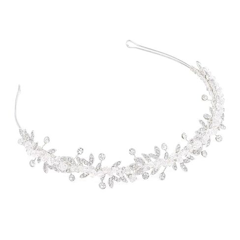 Oriamour Flower Girl Headbands, Flower Girl Hair Accessory, Silver Wedding Headpiece for Girls, Princess Crystal Hair Accessories with Clear Beads for Birthday, Party, First Communion,Wedding in Kuwait