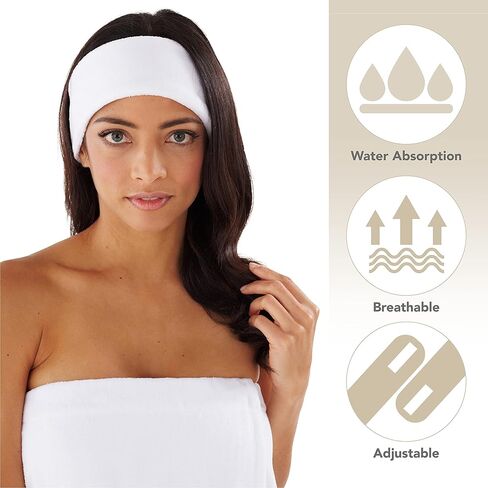 Boca Terry Makeup Headband, 100% Cotton Women's Adjustable Towel Headband for Washing Face, Facial, Cosmetic & Skin Care Treatments. 3-Pack in Saudi Arabia