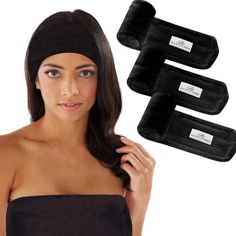 Boca Terry Makeup Headband, 100% Cotton Women's Adjustable Towel Headband for Washing Face, Facial, Cosmetic & Skin Care Treatments. 3-Pack in Saudi Arabia