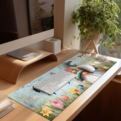 لوحة ماوس ألعاب Hello Spring Gnome مقاس XL مقاس 31.5x11.8 بوصة غير قابلة للانزلاق ولوحة حماية لسطح المكتب وبساط دياتوميت كبير لملحقات المنزل والمكتب in Kuwait