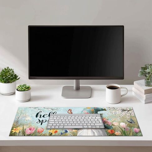 لوحة ماوس ألعاب Hello Spring Gnome مقاس XL مقاس 31.5x11.8 بوصة غير قابلة للانزلاق ولوحة حماية لسطح المكتب وبساط دياتوميت كبير لملحقات المنزل والمكتب in Kuwait