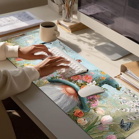 لوحة ماوس ألعاب Hello Spring Gnome مقاس XL مقاس 31.5x11.8 بوصة غير قابلة للانزلاق ولوحة حماية لسطح المكتب وبساط دياتوميت كبير لملحقات المنزل والمكتب in Kuwait