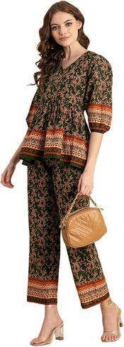 Printed 2 Pcs Coord Set For Women, Cotton Top With Pants For Summers in Saudi Arabia