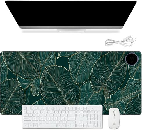وسادة مكتب دافئة، لوحة ماوس دافئة للألعاب، سجادة مكتب، مع 3 مستويات تسخين و3 ساعات إغلاق تلقائي - 31.5 × 13 بوصة من جلد البولي يوريثان لتدفئة اليد في المكتب المنزلي، زهرة سوداء لطيفة in Kuwait