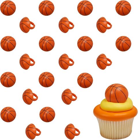 DECOPAC 3D Basketball Rings, Cupcake Decorations, Food Safe Cake Toppers – 24 Pack in Kuwait