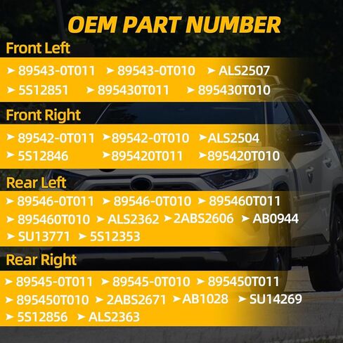 ABS Wheel Speed Sensors Compatible with Toyota Venza 2.7L 3.5L 2009-2015, 4pcs Front Rear Left Right Side ABS Sensors Replace 89543-0T011, 89542-0T011 89546-0T011 89545-0T011 in Kuwait