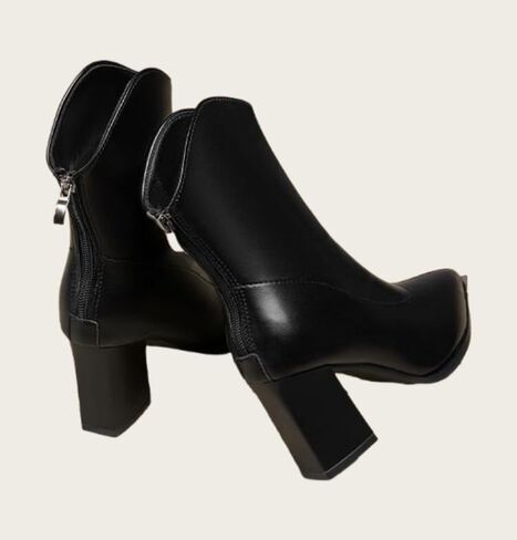 Women's warm pointed-toe short boots. Solid color design. Rubber sole for anti-slip. Heightening effect. in Saudi Arabia
