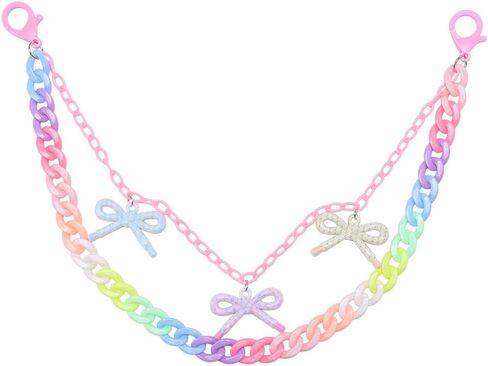 Colorful Acrylic Bow Charm Trouser Chain for Women Men Chunky Rainbow Hip Hop Rock Waist Jean Wallet Pocket Pants Keychain Body Layered Chains Candy Color Jewelry Backpack Accessories in Kuwait