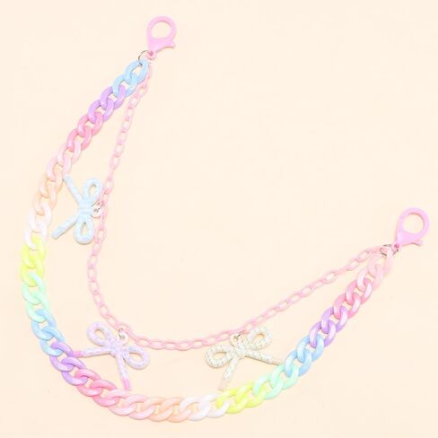 Colorful Acrylic Bow Charm Trouser Chain for Women Men Chunky Rainbow Hip Hop Rock Waist Jean Wallet Pocket Pants Keychain Body Layered Chains Candy Color Jewelry Backpack Accessories in Kuwait