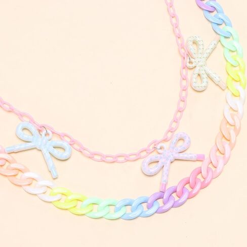 Colorful Acrylic Bow Charm Trouser Chain for Women Men Chunky Rainbow Hip Hop Rock Waist Jean Wallet Pocket Pants Keychain Body Layered Chains Candy Color Jewelry Backpack Accessories in Kuwait