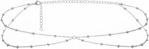 Thinp Silver Waist Chain, Layered Belly Chain for The Waist Adjustable Body Chains with Satellite Beads Waterproof Sexy Bikini Beach Body Jewelry Accessories for Women and Girls in Saudi Arabia
