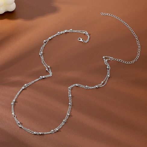 Thinp Silver Waist Chain, Layered Belly Chain for The Waist Adjustable Body Chains with Satellite Beads Waterproof Sexy Bikini Beach Body Jewelry Accessories for Women and Girls in Saudi Arabia