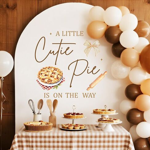 ملصق حائط A Little Cutie Pie is on The Way لتزيين حفلات استقبال المولود الجديد، ملصق على شكل قوس بالون يكشف عن نوع الجنس، لوازم الحفلات in Kuwait