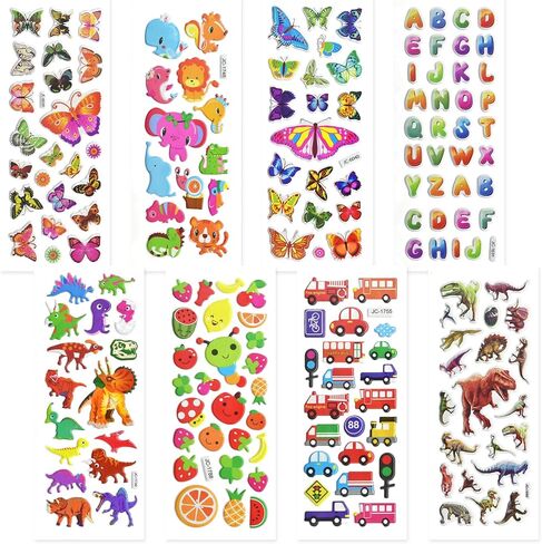 3D Stickers for Kids Toddlers 550+ Vivid Puffy Kids Stickers 24 Different Sheets, Colored 3D Stickers for Boys Girls Teachers, Reward, Craft Scrapbooking in Kuwait