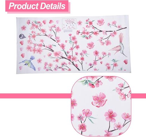 Cherry Blossom Wall Stickers Home Decoration PVC Transparent Film Waterproof for Living Room Bedroom Office Wall Decor in Saudi Arabia