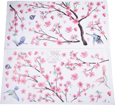 Cherry Blossom Wall Stickers Home Decoration PVC Transparent Film Waterproof for Living Room Bedroom Office Wall Decor in Saudi Arabia