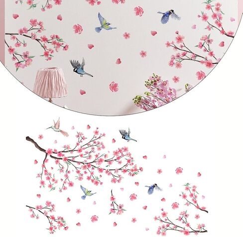 Cherry Blossom Wall Stickers Home Decoration PVC Transparent Film Waterproof for Living Room Bedroom Office Wall Decor in Saudi Arabia