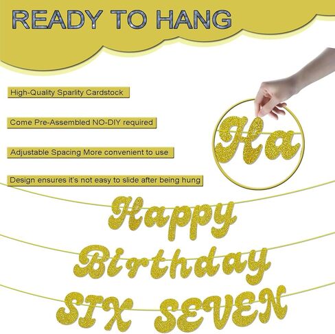 لافتة لامعة ذهبية لامعة لعيد الميلاد الستة السبعة، 6 7 زينة لعيد الميلاد، مرحبًا سبعة، لوازم زينة عيد الميلاد السابع السعيد للأولاد والبنات (مثبتة مسبقًا) in Kuwait